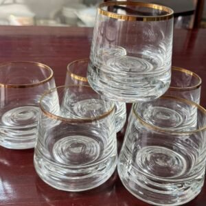 Juego de 6 vasos para whisky con dorado de cristal