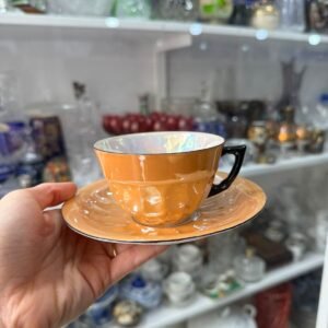 Dúo de té porcelana alemana tornasolada