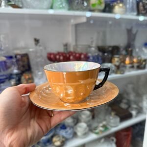 Dúo de té porcelana alemana tornasolada