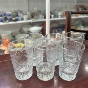 Juego de 6 vasos de vidrio tallados