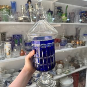 Caramelera de cristal tallado azul