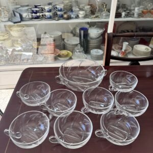 Ponchera con 8 tazas de cristal