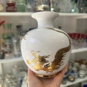 Florero porcelana tsuji con dragones en relieve