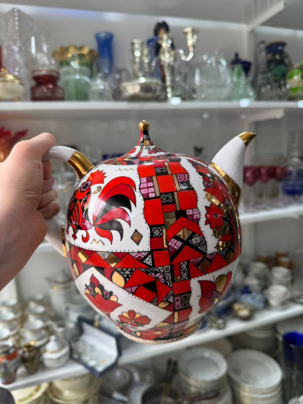 Tetera de porcelana rusa de San Petersburgo, Familia El Caballo Rojo Porcelana pintada a mano Hecho en la URSS - Image 8