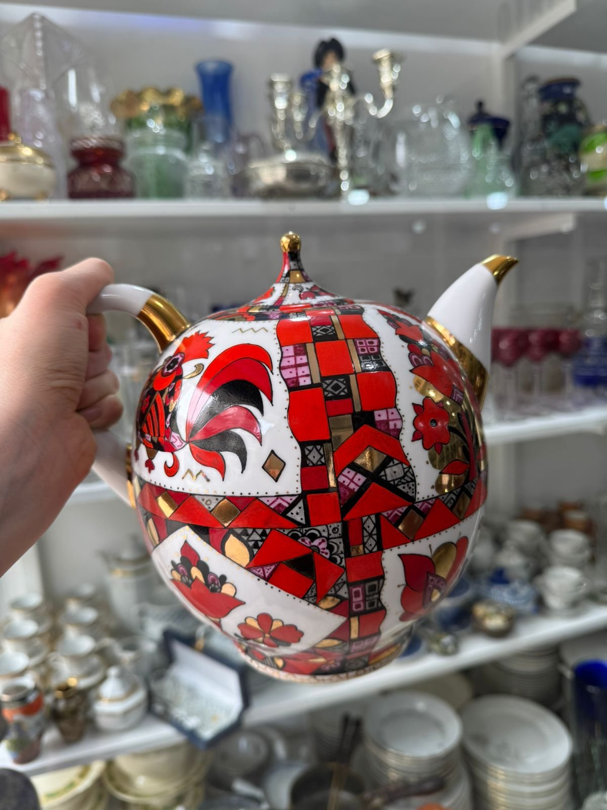 Tetera de porcelana rusa de San Petersburgo, Familia El Caballo Rojo Porcelana pintada a mano Hecho en la URSS - Image 7