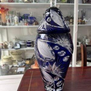 Gran potiche cristal tallado checoslovaco de tamaño grande