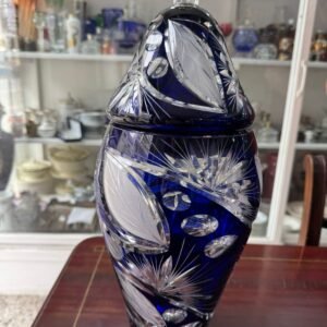 Gran potiche cristal tallado checoslovaco de tamaño grande