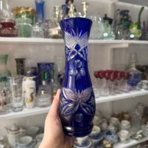 Florero de cristal súper tallado azul