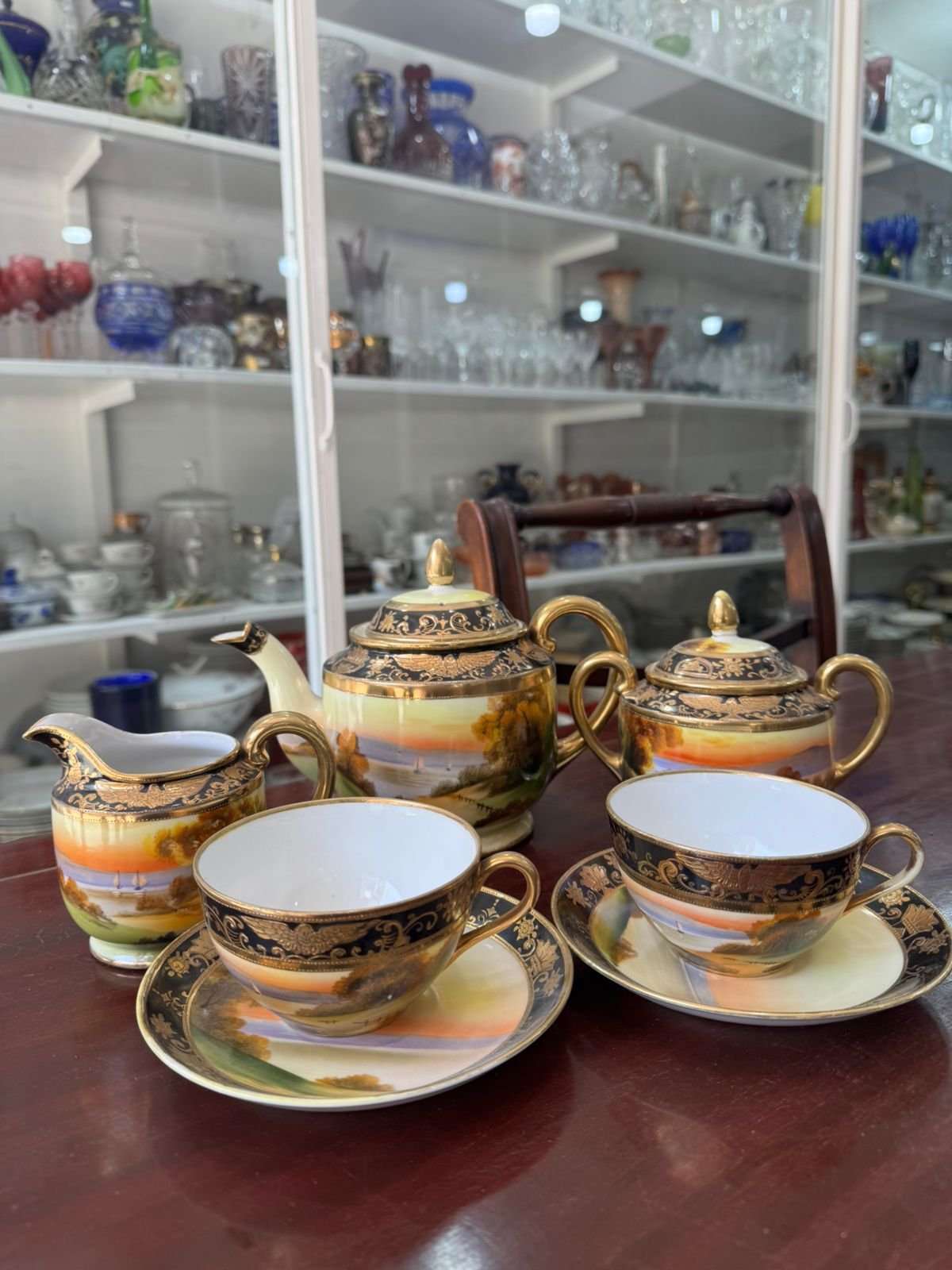 Juego de té porcelana noritake pintado a mano - Image 7