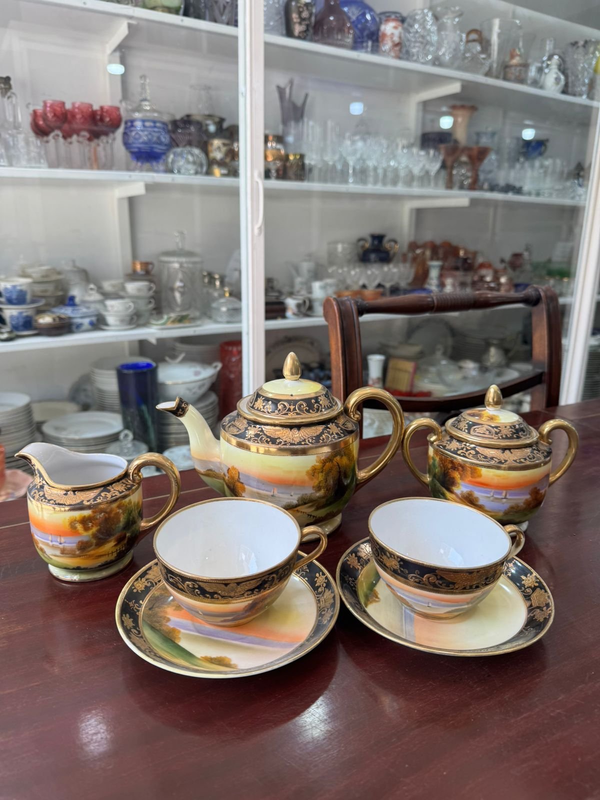 Juego de té porcelana noritake pintado a mano - Image 3