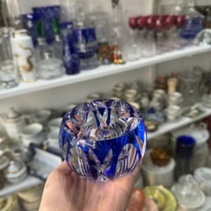 Cenicero cristal tallado azul