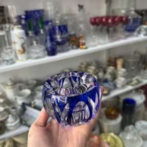 Cenicero cristal tallado azul
