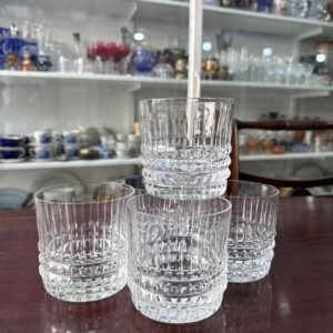 Set de 5 vasos de cristal súper tallados para whisky