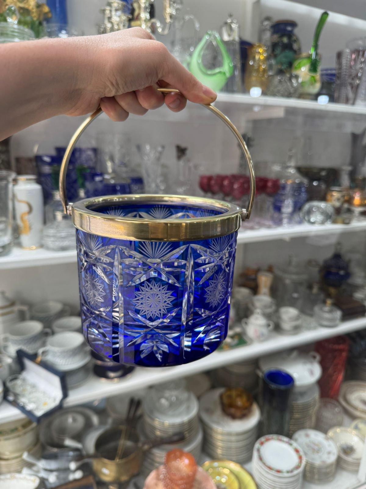 Exquisito juego de whisky cristal súper tallado azul hielera con 6 vasos - Image 5