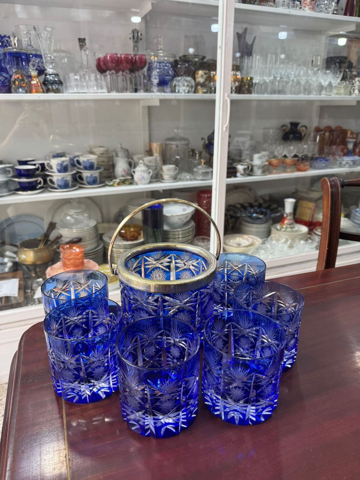Exquisito juego de whisky cristal súper tallado azul hielera con 6 vasos - Image 6