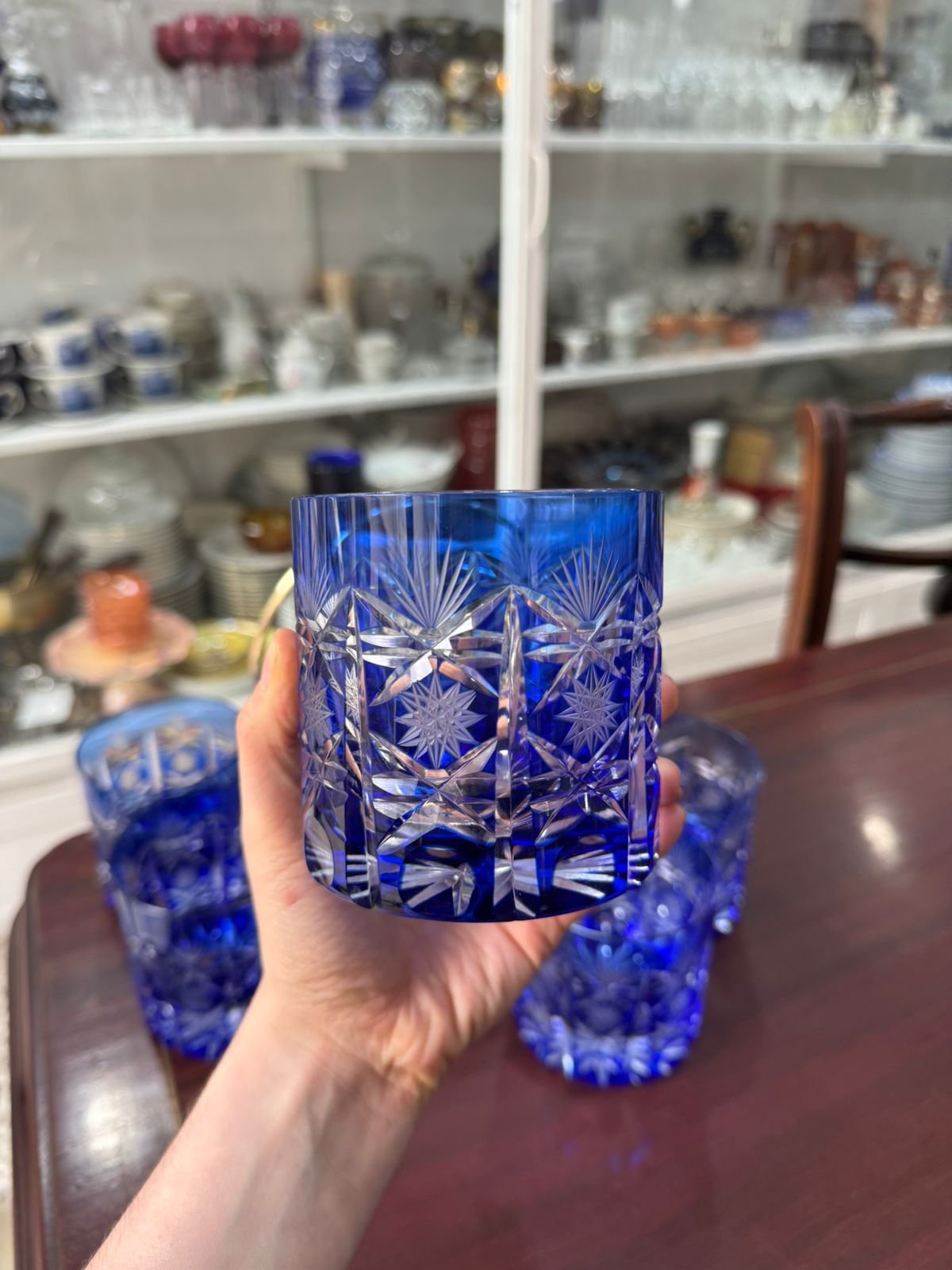 Exquisito juego de whisky cristal súper tallado azul hielera con 6 vasos - Image 2