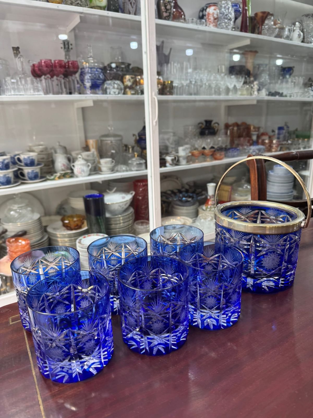 Exquisito juego de whisky cristal súper tallado azul hielera con 6 vasos - Image 4