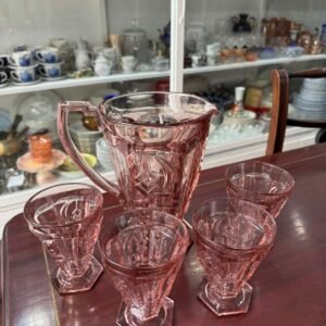 Jarra con 4 vasos ART-DECO rosa