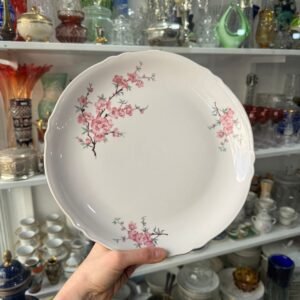 Fuente redonda o plato de torta porcelana verbano flor de cerezo