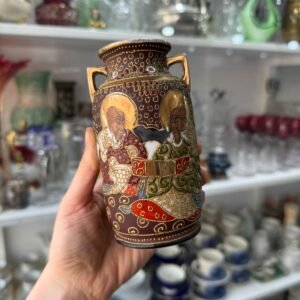 Florero satsuma pintado a mano con oro