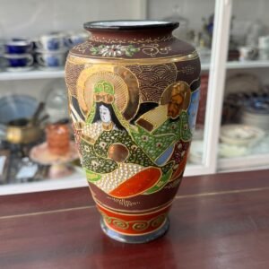 Florero o jarron porcelana satsuma pintado a mano con oro