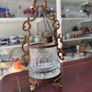 Bombonera aljibe cristal súper tallado con bronce