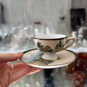 Dúo de café porcelana tsuji pintada a mano con oro