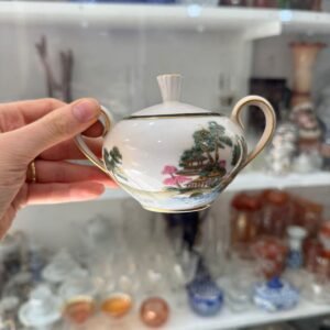 Azucarera porcelana tsuji pintada a mano con oro