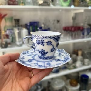 Dúo de café porcelana de colección Royal Copenhagen blue Fluted Porcelana danesa Musselmalet.