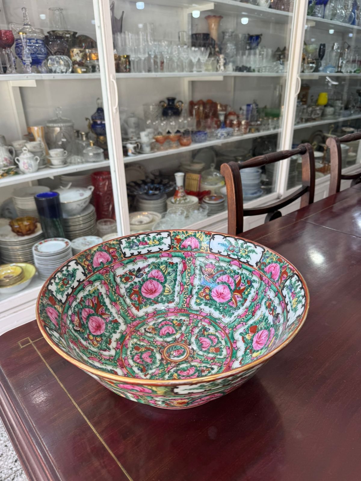 Ensaladera, frutera, centro de mesa grande porcelana oriental pintada a mano con oro - Image 6