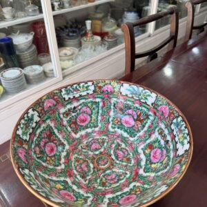 Ensaladera, frutera, centro de mesa grande porcelana oriental pintada a mano con oro