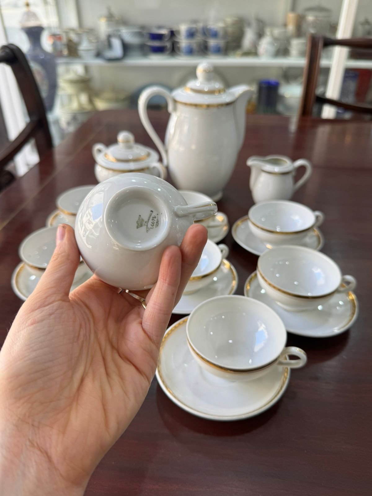 Juego de café porcelana checoslovaca con oro para 8 personas - Image 4