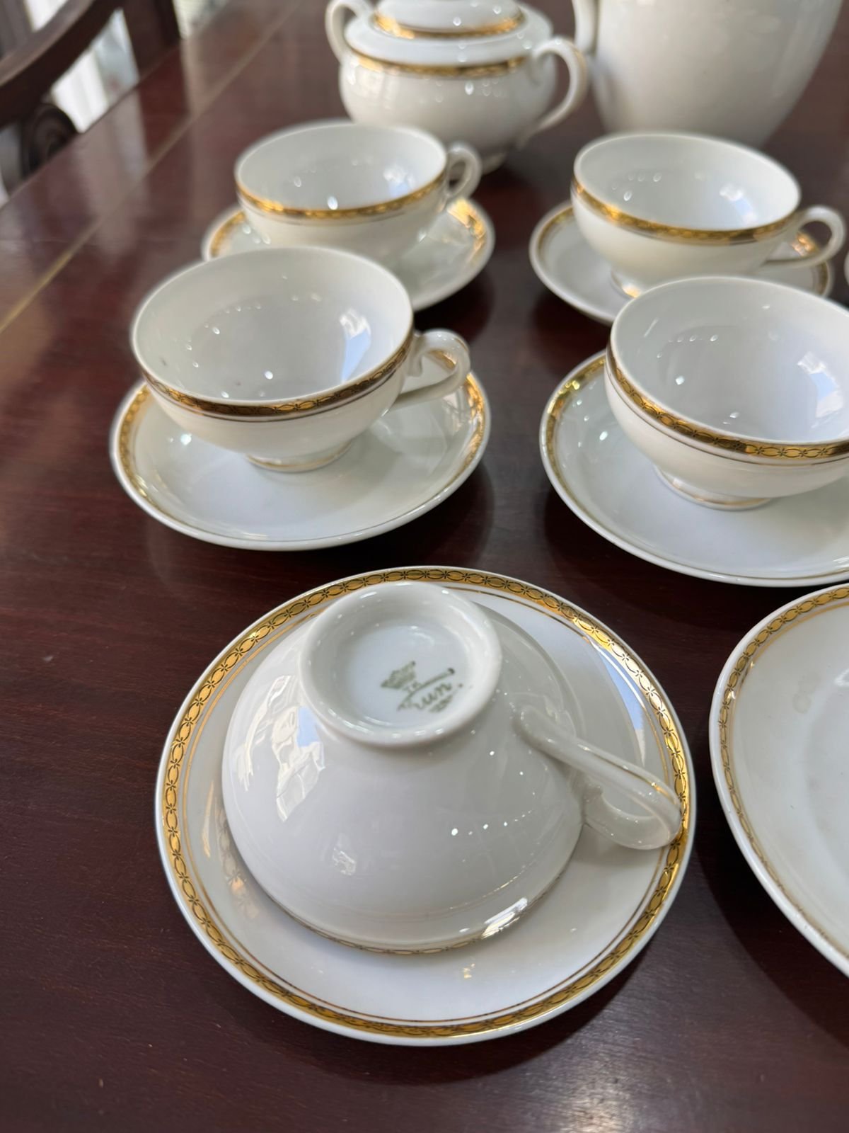 Juego de café porcelana checoslovaca con oro para 8 personas - Image 3