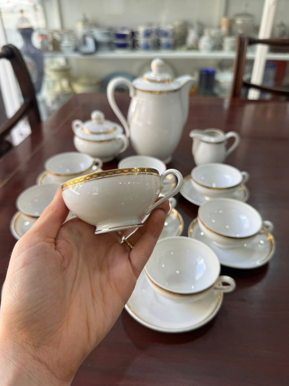 Juego de café porcelana checoslovaca con oro para 8 personas - Image 2