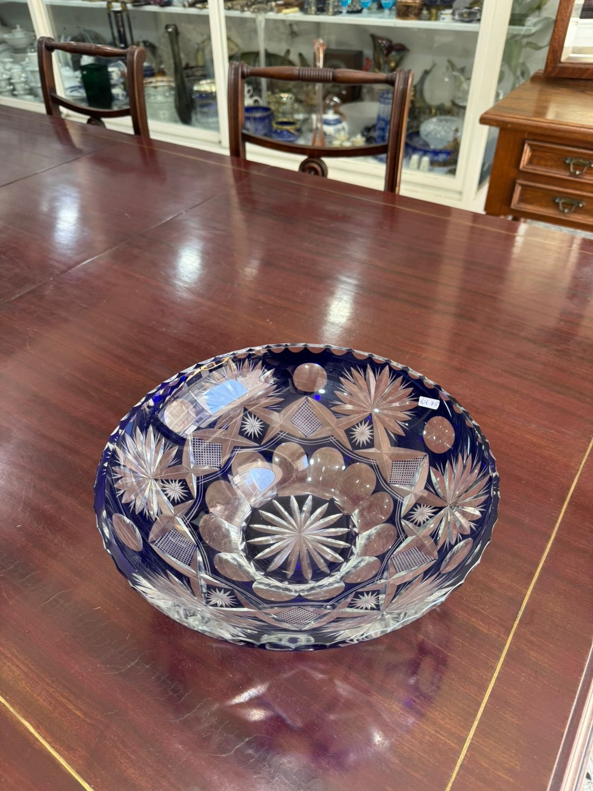 Exquisito centro de mesa de cristal súper tallado azul - Image 6