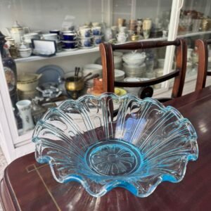 Centro de mesa / frutera vidrio prensado antiguo