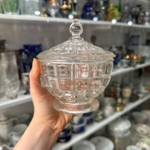 Caramelera o bombonera vidrio prensado antiguo