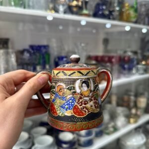 Azucarera porcelana oriental satsuma pintado a mano con oro