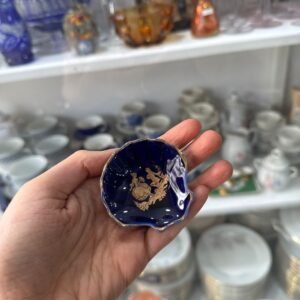 Despojador ostra porcelana LIMOGES azul cobalto con oro