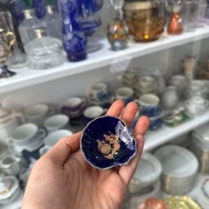 Despojador ostra porcelana LIMOGES azul cobalto con oro