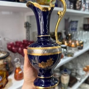 Jarra / anfora porcelana LIMOGES azul cobalto con oro