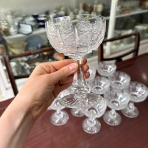 Juego de 12 copas cristal súper tallado estilo BACCATARAT ideal para brindis o postre