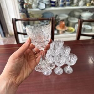 Juego de 11 copas cristal súper tallado estilo BACCARAT oporto o licor