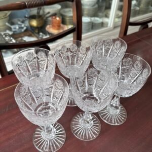 Juego de 6 copas de cristal súper tallado estilo BACCARAT para vino