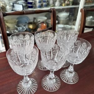 Juego de 6 copas de cristal súper tallado estilo BACCARAT para vino