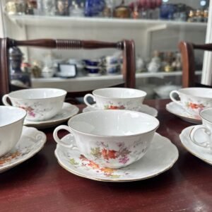 Juego de 6 dúos de té porcelana verbano