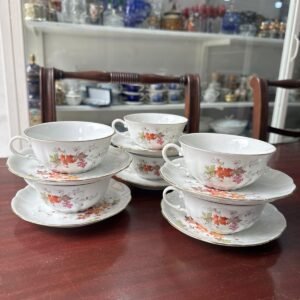 Juego de 6 dúos de té porcelana verbano