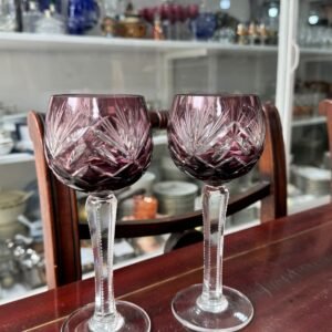 Par de copas cristal súper tallado uva estilo VAL SAINT LAMBERT