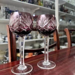 Par de copas cristal súper tallado uva estilo VAL SAINT LAMBERT