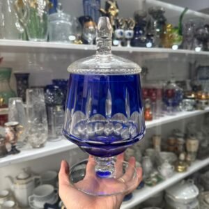 Bombonera de cristal súper tallado azul